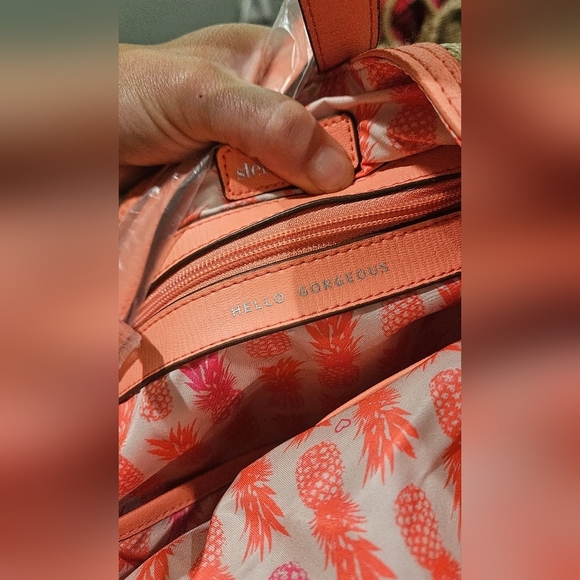 STELLA & DOT Riveria Woven Tote In Natural With Coral Accents. NWOT - Picture 5 of 15